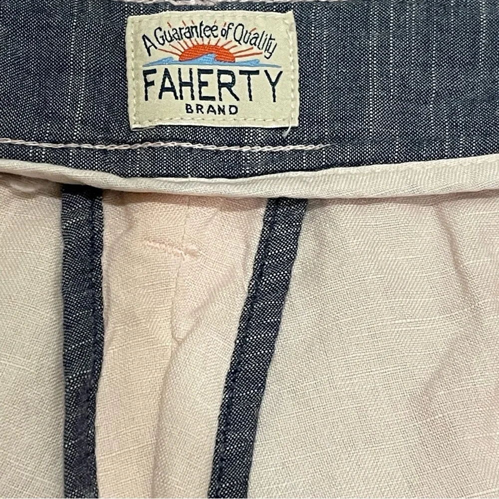 New Faherty Malibu Linen & Cotton Chino Shorts Color Summer Pink Size 40
